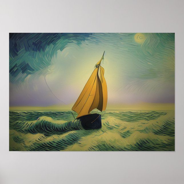 Vincent Van Gogh Sailor Boat i oceanen Poster (Framsidan)