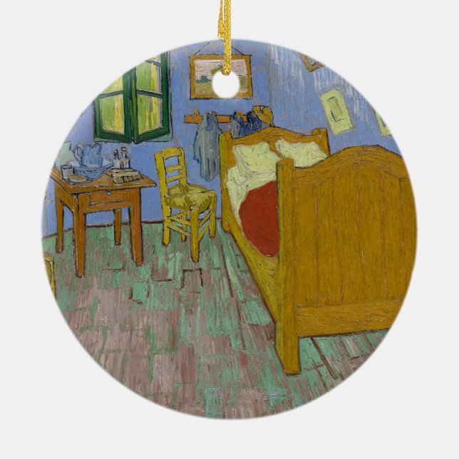 Vincent Van Gogh Sängkammar Målning Julgransprydnad Keramik (Baksidan)