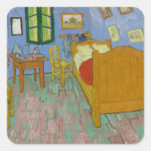 Vincent Van Gogh Sängkammarskildring Fyrkantigt Klistermärke