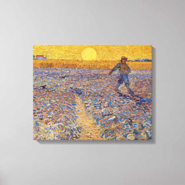 Vincent van Gogh - Såningsman med nedgående sol Canvastryck (Framsida)