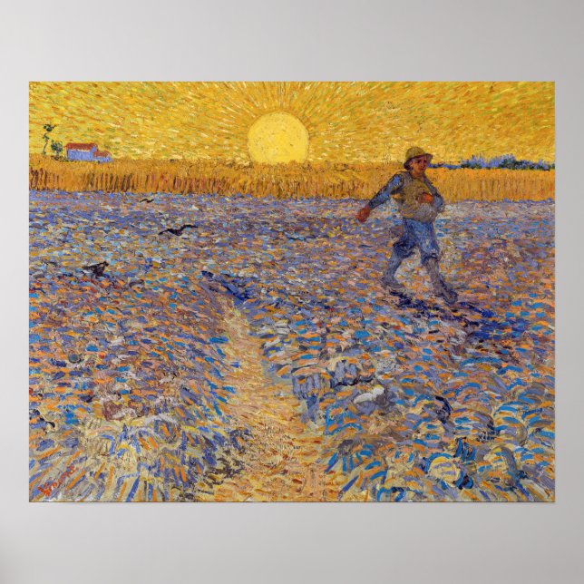 Vincent van Gogh - Såningsman med nedgående sol Poster (Framsidan)