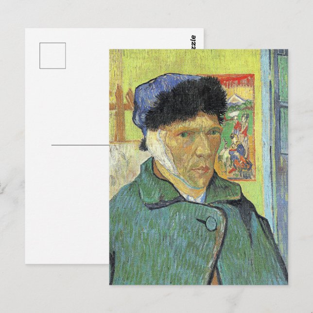 Vincent van Gogh, Self-Porträtt med Bandaged Ear, Vykort (Fram/baksida)