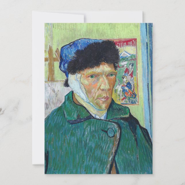 Vincent van Gogh - Self-porträtt med förbandat öra Inbjudningar (Framsida)