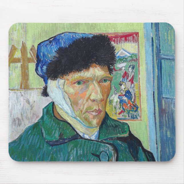 Vincent van Gogh - Self-porträtt med förbandat öra Musmatta (Framsidan)