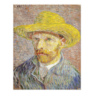 Vincent van Gogh - Self-porträtt med Straw Hat Fototryck
