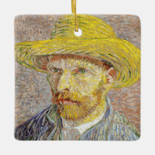 Vincent van Gogh - Self-porträtt med Straw Hat Julgransprydnad Keramik