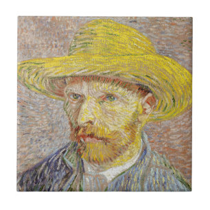 Vincent van Gogh - Self-porträtt med Straw Hat Kakelplatta