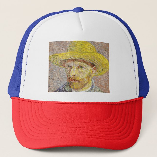 Vincent van Gogh - Self-porträtt med Straw Hat Keps (Framsida)