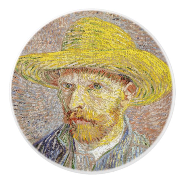 Vincent van Gogh - Self-porträtt med Straw Hat Knopp (Framsidan)