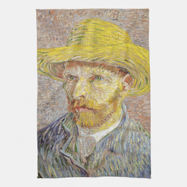 Vincent van Gogh - Self-porträtt med Straw Hat Kökshandduk (Vertikal)