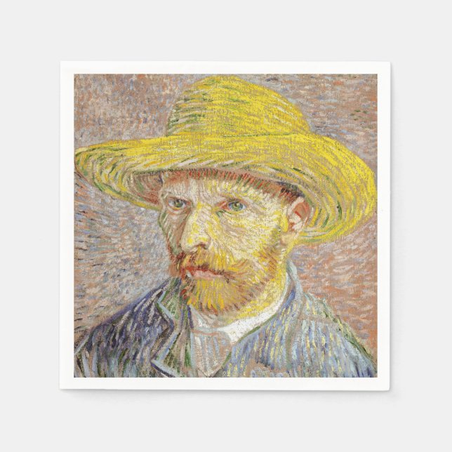 Vincent van Gogh - Self-porträtt med Straw Hat Pappersservett (Framsidan)