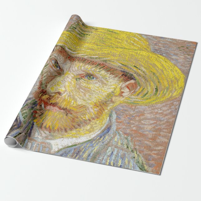Vincent van Gogh - Self-porträtt med Straw Hat Presentpapper (Utrullad)