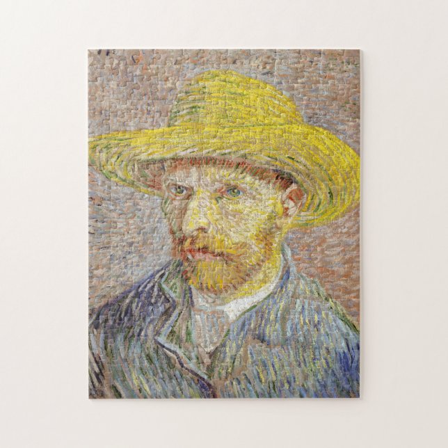 Vincent van Gogh - Self-porträtt med Straw Hat Pussel (Vertikal)