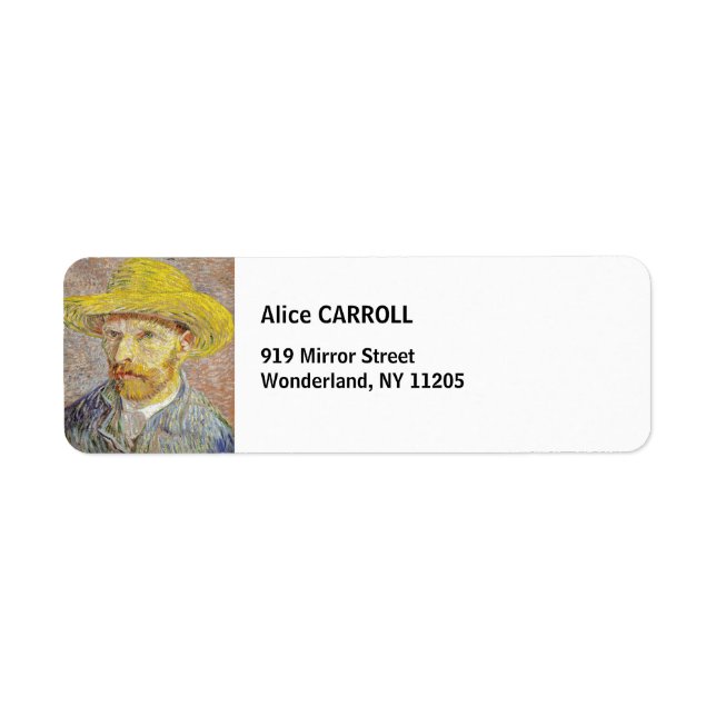 Vincent van Gogh - Self-porträtt med Straw Hat Returadress Etikett (Framsidan)