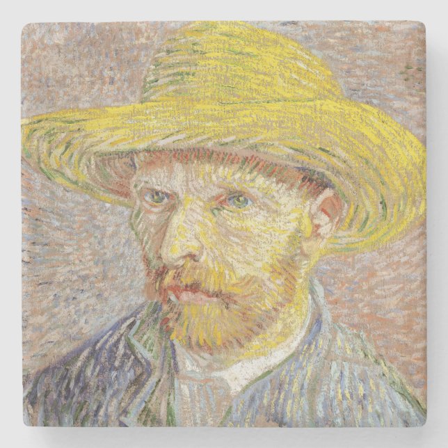 Vincent van Gogh - Self-porträtt med Straw Hat Stenunderlägg (Framsidan)