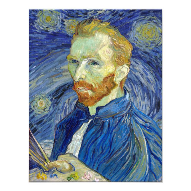 Vincent van Gogh Self-Porträtt Starry Night Poster (Framsidan)