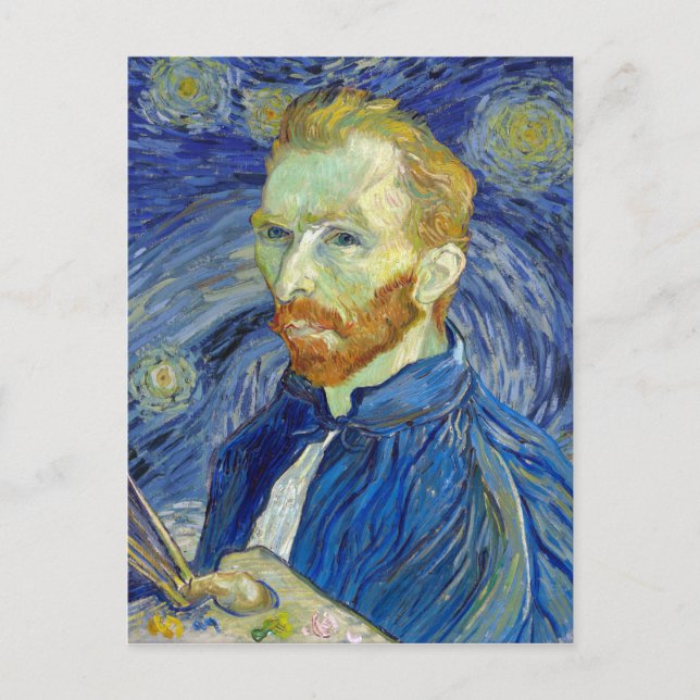 Vincent van Gogh Self-Porträtt Starry Night Vykort (Framsida)