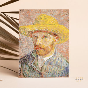 Vincent van Gogh Self-Porträtt Straw Hat Rosa Vykort
