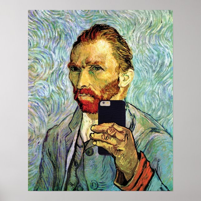 Vincent Van Gogh Selfie Cellphone Självporträtt Poster (Framsidan)