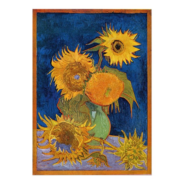 Vincent Van Gogh Sex Sunblommor Foto Utvidgning (Framsidan)