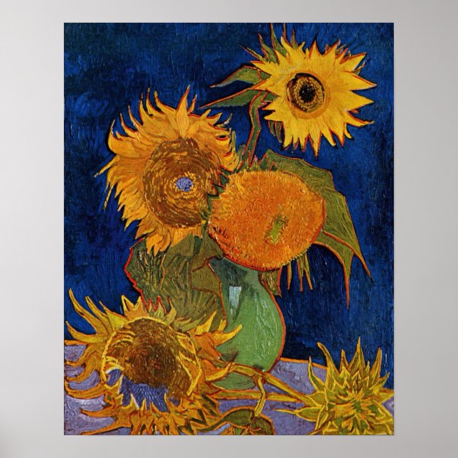 Vincent van Gogh Sex Sunblommor GalleryHD Fine Art Poster (Framsidan)