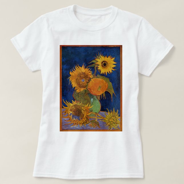Vincent van Gogh Sex Sunblommor GalleryHD Fine Art T Shirt (Design framsida)