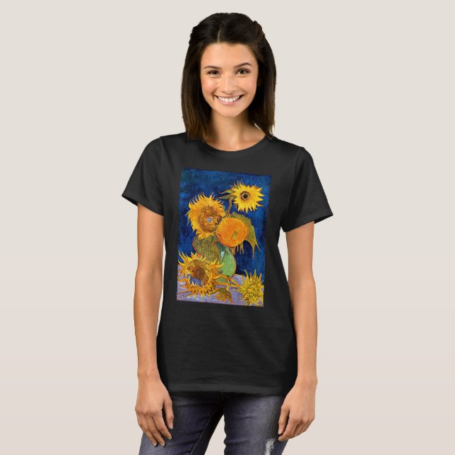 Vincent Van Gogh - Sex sunblommor T-Shirt (Hel framsida)