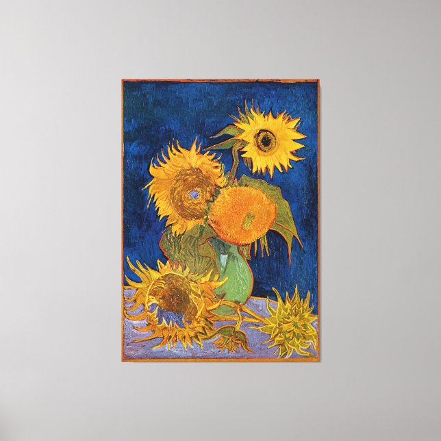 Vincent Van Gogh Sex Sunblommor Wrapped Canvas (Framsida)