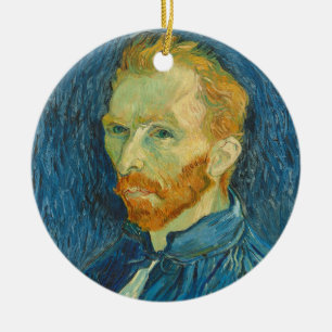 Vincent Van Gogh självporträtt, 1889 Julgransprydnad Keramik
