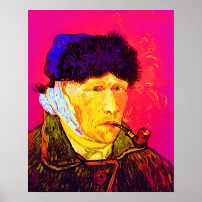 Vincent Van Gogh - Självporträtt Bandage Pop Art Poster (Framsidan)