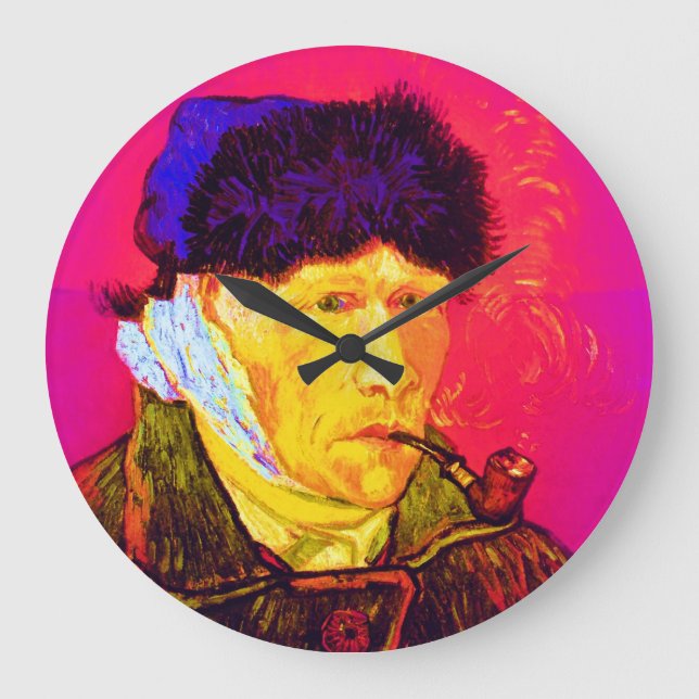 Vincent Van Gogh - Självporträtt Bandage Pop Art Stor Klocka (Framsida)