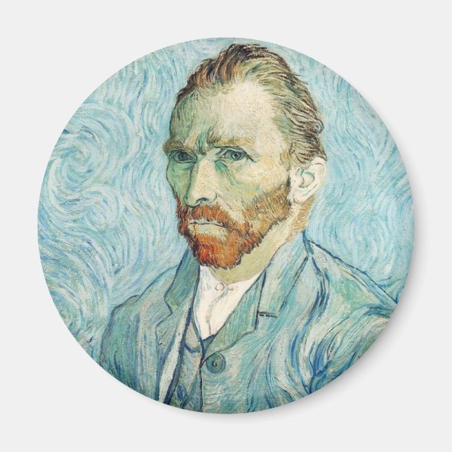 Vincent Van Gogh Självporträtt Blue Magnet (Framsidan)