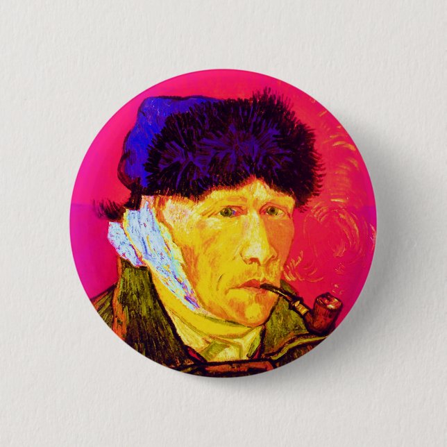 Vincent Van Gogh - Självporträtt Förband Pop Art Knapp (Framsida)