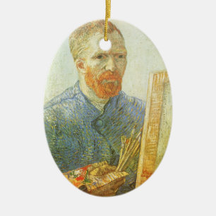 Vincent van Gogh - Självporträtt framför staffli Julgransprydnad Keramik