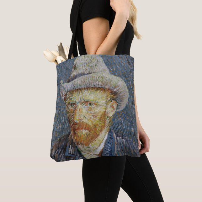 Vincent Van Gogh Självporträtt Grått Felt Hat Art Tygkasse (Närbild)