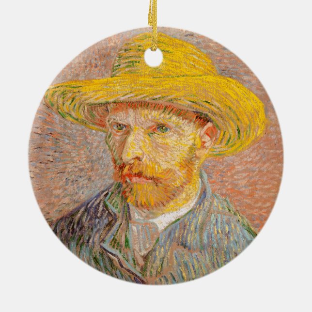 Vincent Van Gogh Självporträtt impressionistisk må Julgransprydnad Keramik (Baksidan)