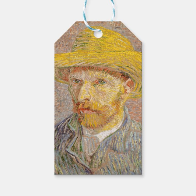 Vincent Van Gogh Självporträtt impressionistisk må Presentetikett (Framsidan)
