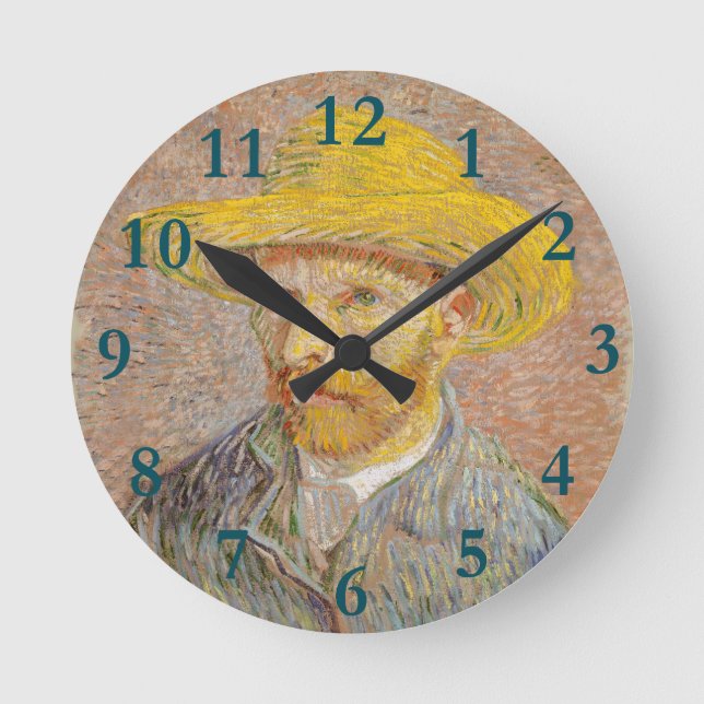 Vincent Van Gogh Självporträtt impressionistisk må Rund Klocka (Framsida)