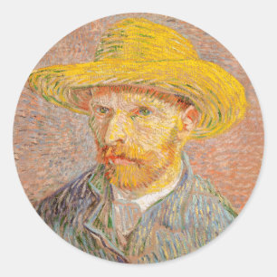 Vincent Van Gogh Självporträtt impressionistisk må Runt Klistermärke