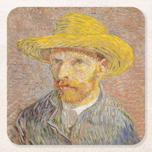 Vincent Van Gogh Självporträtt-målare Underlägg Papper Kvadrat (Framsidan)