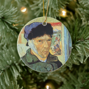 Vincent van Gogh - Självporträtt med Bandaged Ear Julgransprydnad Keramik