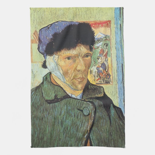 Vincent van Gogh - Självporträtt med Bandaged Ear Kökshandduk (Vertikal)