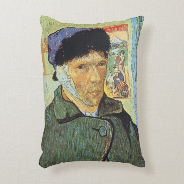 Vincent van Gogh - Självporträtt med Bandaged Ear Prydnadskudde (Framsidan(Vertikal))