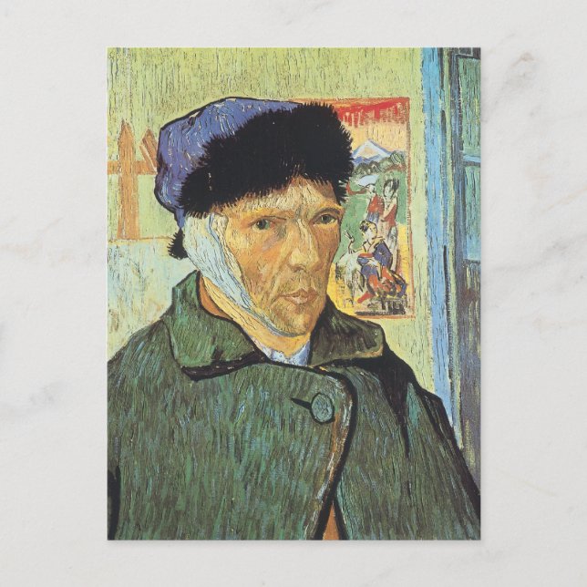Vincent van Gogh - Självporträtt med Bandaged Ear Vykort (Framsida)