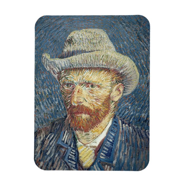 Vincent van Gogh | Självporträtt med Felt Hat Magnet (Vertikal)