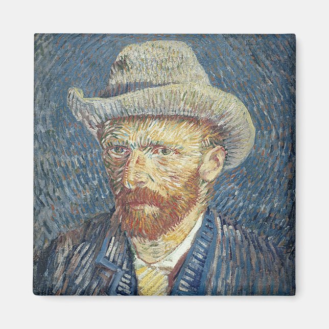 Vincent van Gogh | Självporträtt med Felt Hat Magnet (Framsidan)