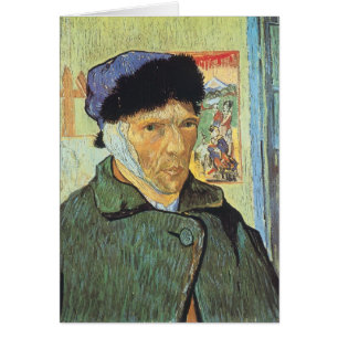 Vincent van Gogh - Självporträtt med förbundet öra Hälsningskort