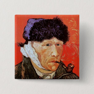 Vincent Van Gogh - Självporträtt med förbundet öra Knapp