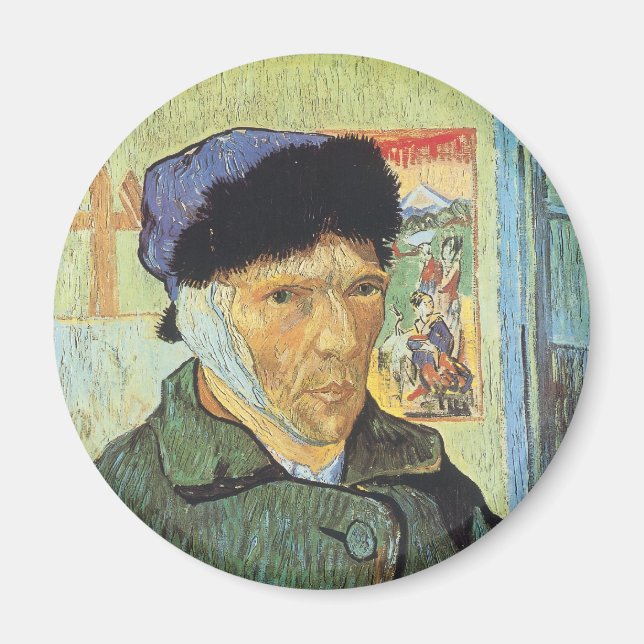 Vincent van Gogh - Självporträtt med förbundet öra Magnet (Framsidan)