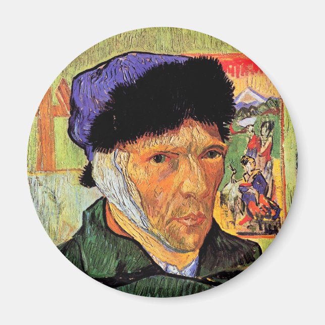 Vincent Van Gogh - Självporträtt med förbundet öra Magnet (Framsidan)